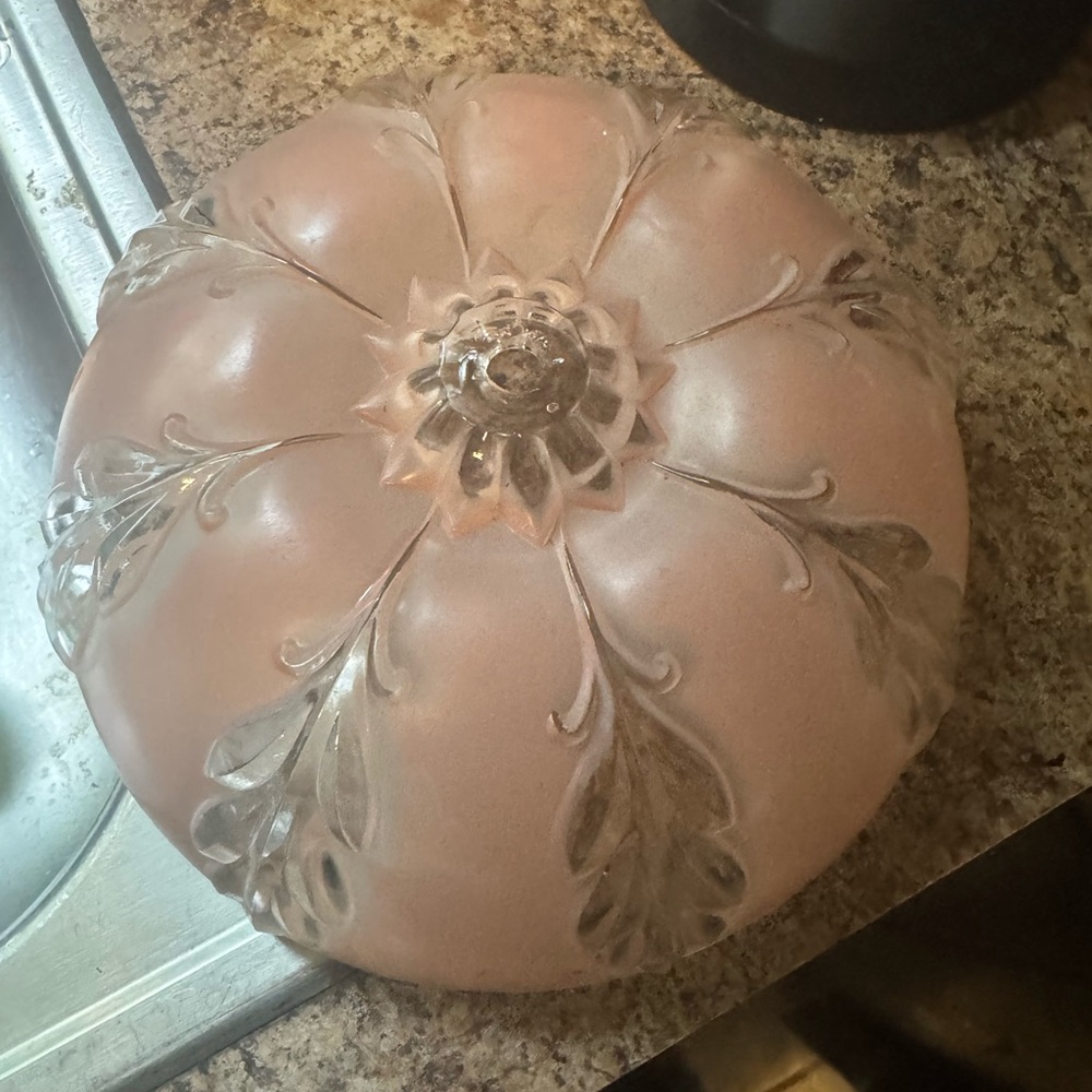 Vintage Pink Glass Ceiling Light Shade